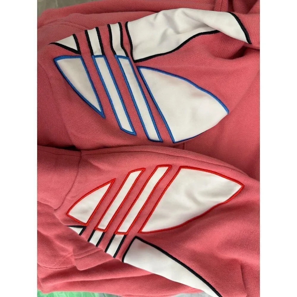 Adidas Men’s Tricolor Trefoil Hoodie Hazy Rose Sweatshirt Size M